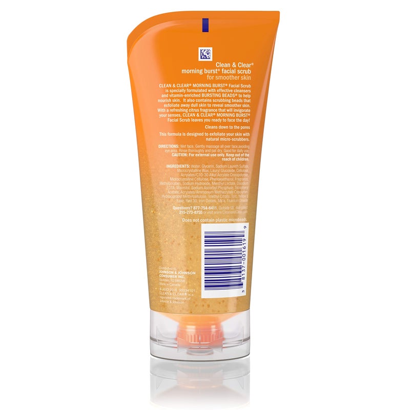 Clean & Clear Morning Burst Oil-Free Exfoliating Facial Scrub For All Skin Types, Vitamin-Enriched Daily Face Scrub to Cleanse & Exfoliate Dull Skin, Vitamin C & Ginseng, 5 fl. oz - Image 2
